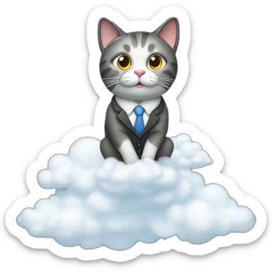 cat secretary sitting on top of the cloud sticker
