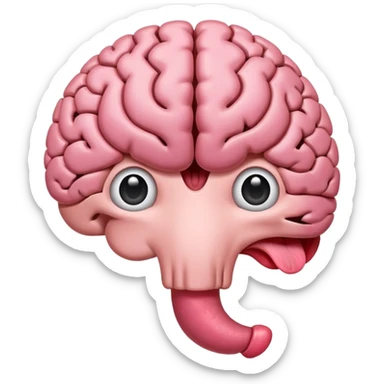 Tongue sticking out of brain with extra grey matter and sopping sticker