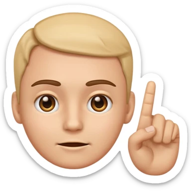 emoji of a hand pointing at the forehead area on a human face, simple cartoon style sticker