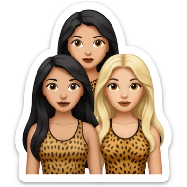 Tan Latina woman with long black hair chubby and dark skinned woman with long blonde hair slim thick in cheetah top sexy sticker