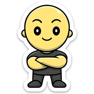 character with a 'meh' face and crossed arms sticker