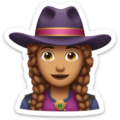 Una persona con ojos enamorados y sombrero de bufón sticker