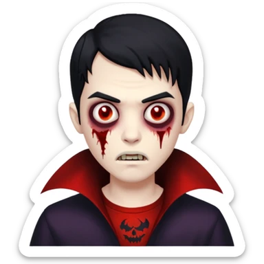 male teen with black hair zombie vampire sticker