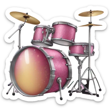 Pink glitter drumset  sticker