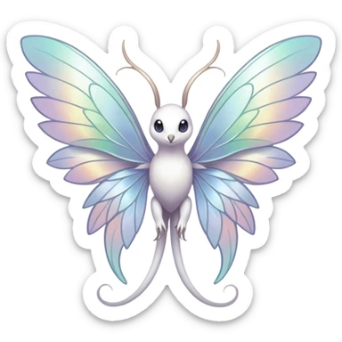  Iridescent white pale wings-ears, fairy-like-fakemon-creature  sticker