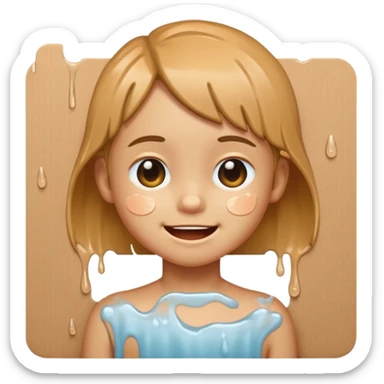 a child with wet cardboard skin tone, winking sticker