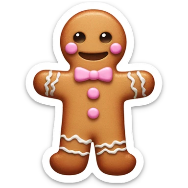 cute gingerbread man, with pastel pink frosting sticker