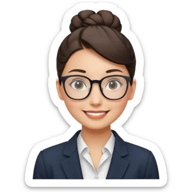 Office Worker – sleek high bun, square glasses, wearing blazer.













































 sticker