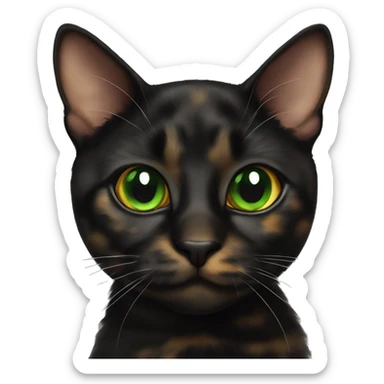tortoiseshell black cat green eyes sticker