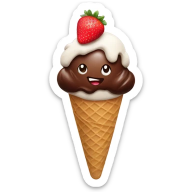 Chocolate ice cream with strawberries sticker