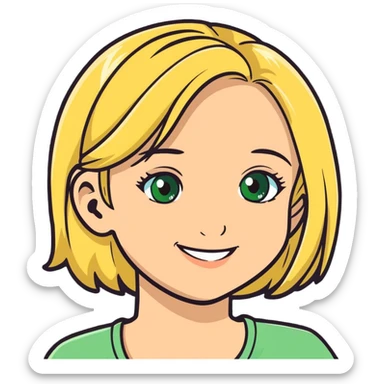 Blond girl smiling with green eyes sticker