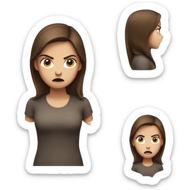 brown hair girl s being angry sticker