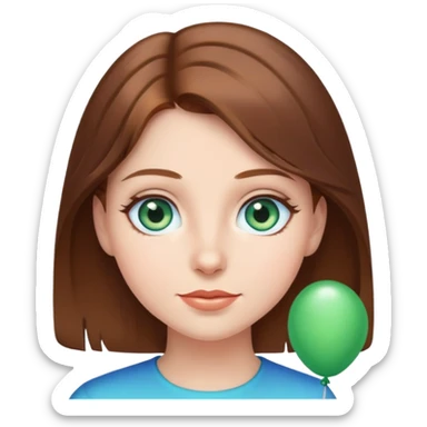 Birthday girl with blue green eye and brown hair sticker