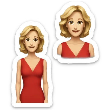 Felicity Huffman in red dress sticker