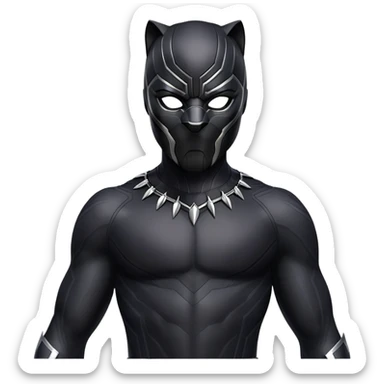 Black Panther T'Challa, upper body, superhero suit, mask on, confident pose sticker