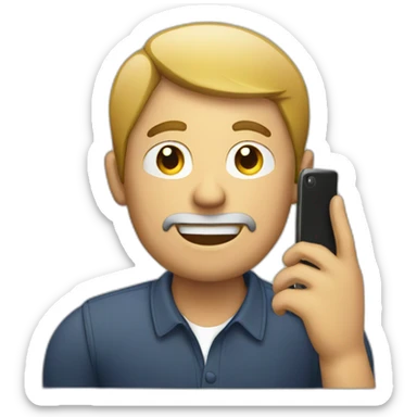 A man talks to his mobile phone sideways sticker