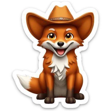 Smiling Fox with a cowboy hat sticker