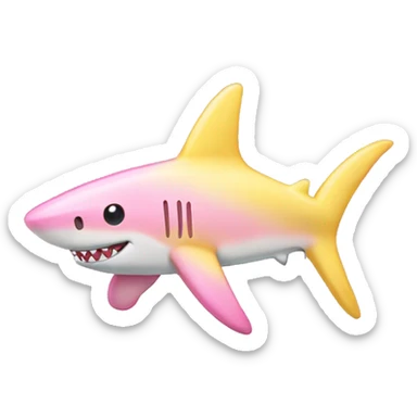 Pastel color pink and yellow glittery shark sticker