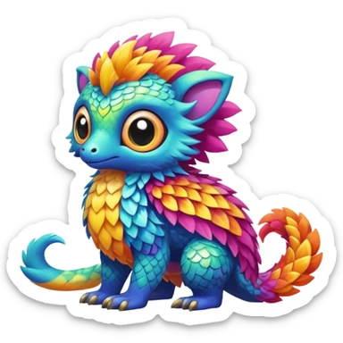 Cute shiny colorful exotic rare mythical animal hybrid Fakemon full body sticker