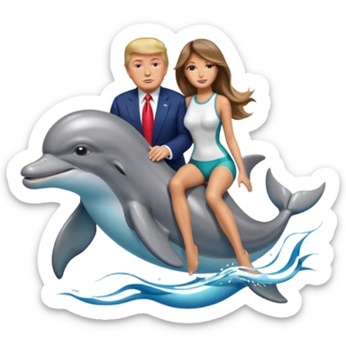 trump and melania riding dolphins sticker