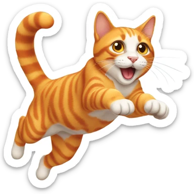 Orange cat jumping  sticker