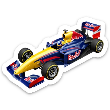 Um carro de fórmula 1 da rede Bull de 2010 com o número 5 no carro sticker