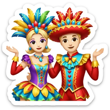 Duas pessoas dançando vestido com roupa de carnaval sticker