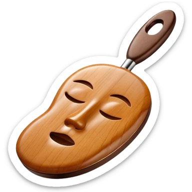 wood face gua sha tool, shiny finish, minimal details, no text sticker