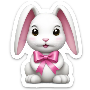 Bunny with pink ribbon sticker