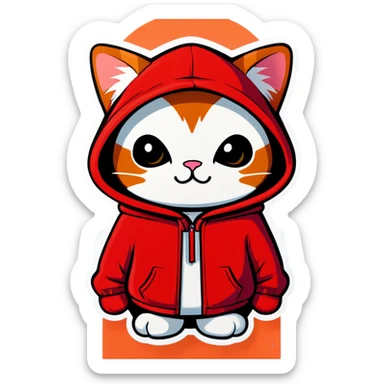 Cute cat in a hood sticker