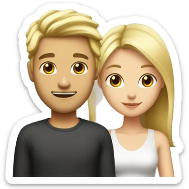 blonde guy and brunette girl marriyng  sticker