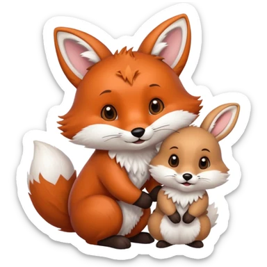 fox and rabbit cute sticker