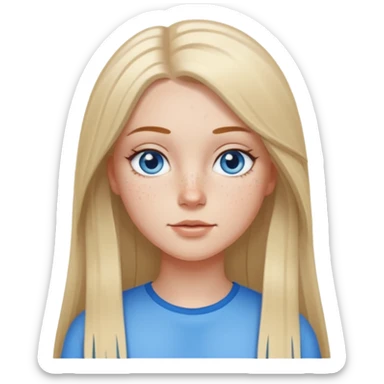 short and thick body white girl with long straight hair and blue eyes sticker