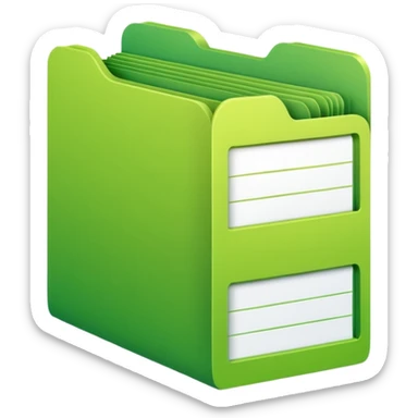 A stack of files from a box, with a gradient in the form of an acid green color. sticker