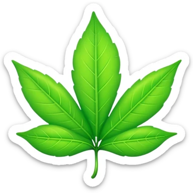 A single neon green leaf emoji, iPhone emoji style, glossy and smooth, cartoonish, vibrant neon green color, high detail, simple and cute design, isolated on white background, centered composition


 sticker