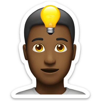 Person with an illuminated lightbulb above their head sticker