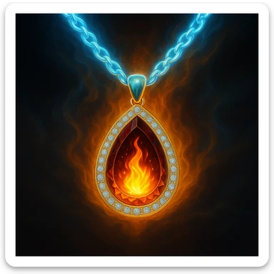 Replace the dark void with a small, powerful flame inside the pendant sticker