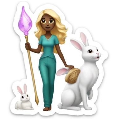 siren with a wand and a bunny sticker