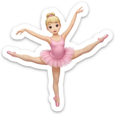 aestethic blonde girl doing ballet, with a pink tutu, bun, with a leg on the floor, and the other one in the air sticker
