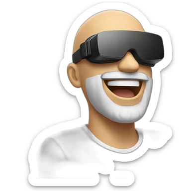 Bald man with a thick beard wearing VR Goggles laughing  sticker