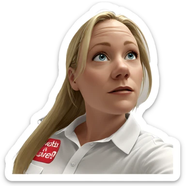 blonde girl in white shirt sticker