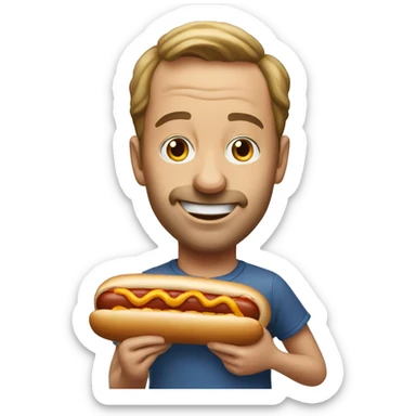 realistic portrait of a man eating a hotdog sticker