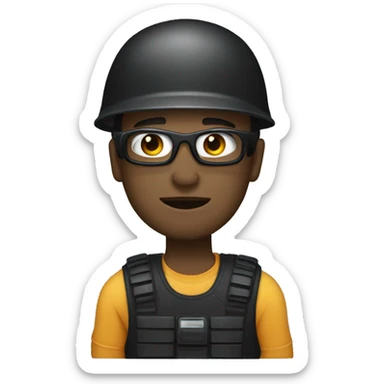 operator dressed in black with a milatary helmet, without glasses, wearing a headset, preferably north american male sticker