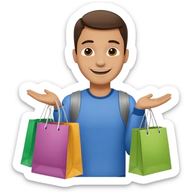 man with shopping bags sticker