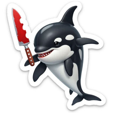 orca holding a bloody knife sticker