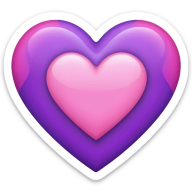 Purple + pink heart sticker