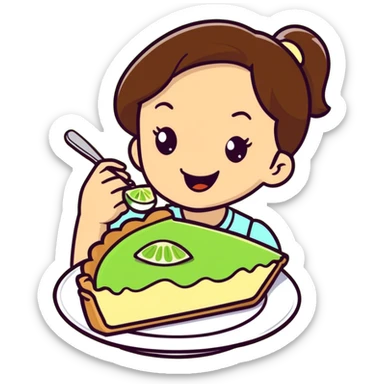 Little girl eating a key lime pje sticker