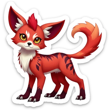 edgy badass cool Falvie-Fionbri-creature-fursona, full body, with random markings sticker