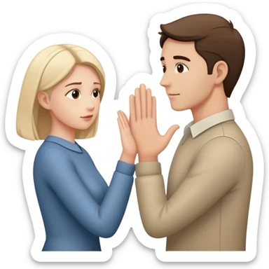 couple with man showing avoidant attachment style (turning away slightly) and woman showing approachable attachment style (reaching out) sticker