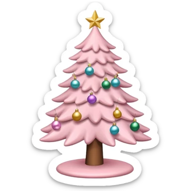 pastel pink christmas tree sticker
